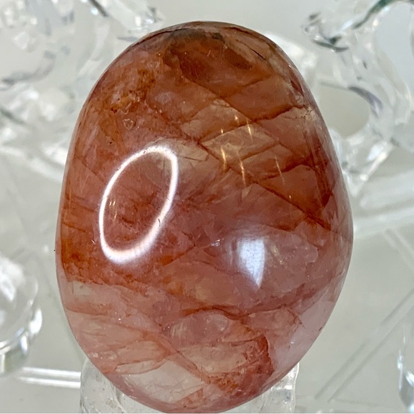 2" RED FIRE QUARTZ Hematoid Crystal Polished Palm Stone Tumble Madagascar 73g - Picture 3 of 13